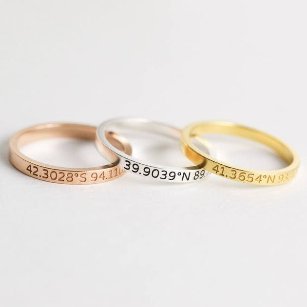 Personalized Latitude and Longitude Coordinate Ring | The One Who Is Far Away Is With Me-YITUB