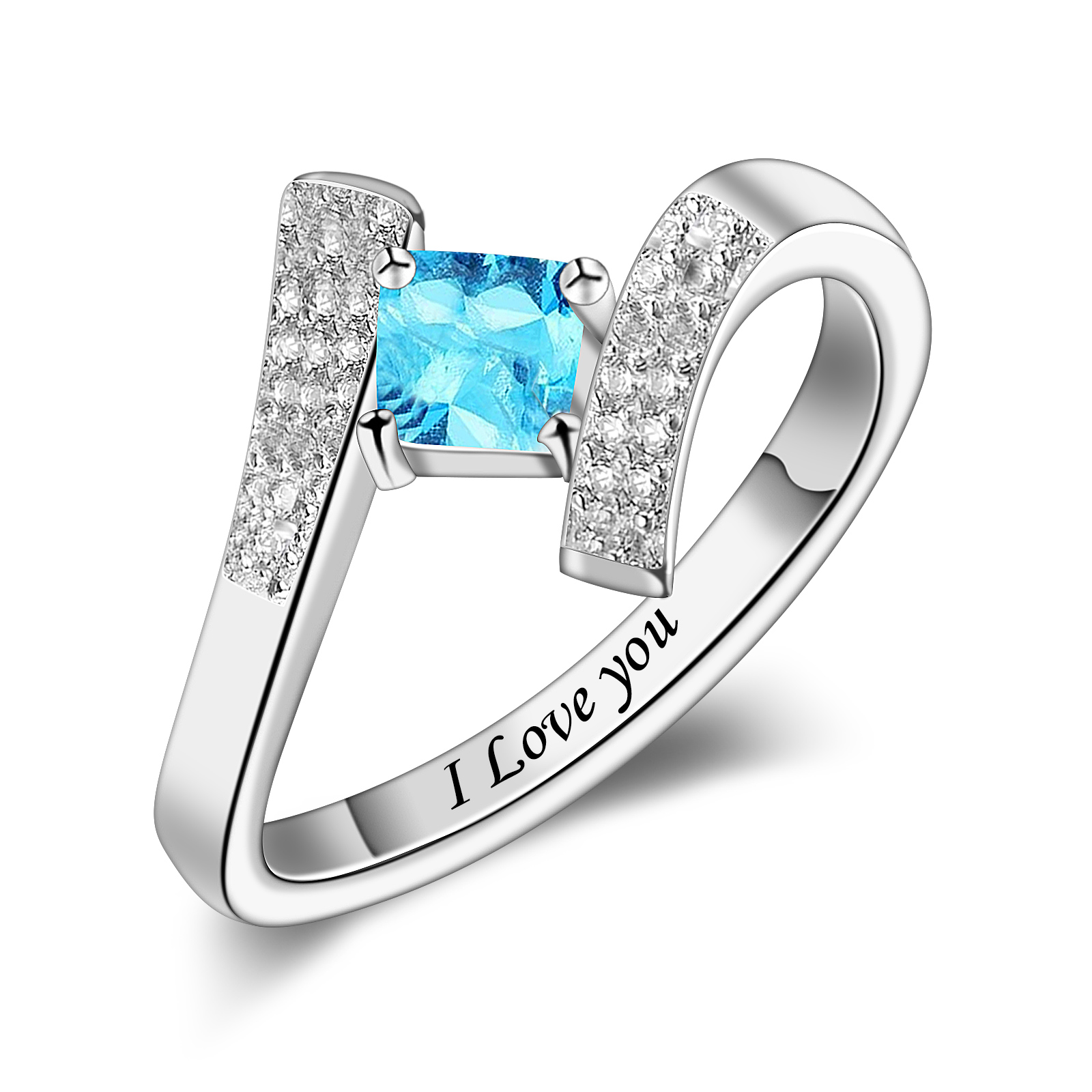 R5-1-1 Personalized Mothers Ring Birthstone and Engraved Name (1-9 Stones)