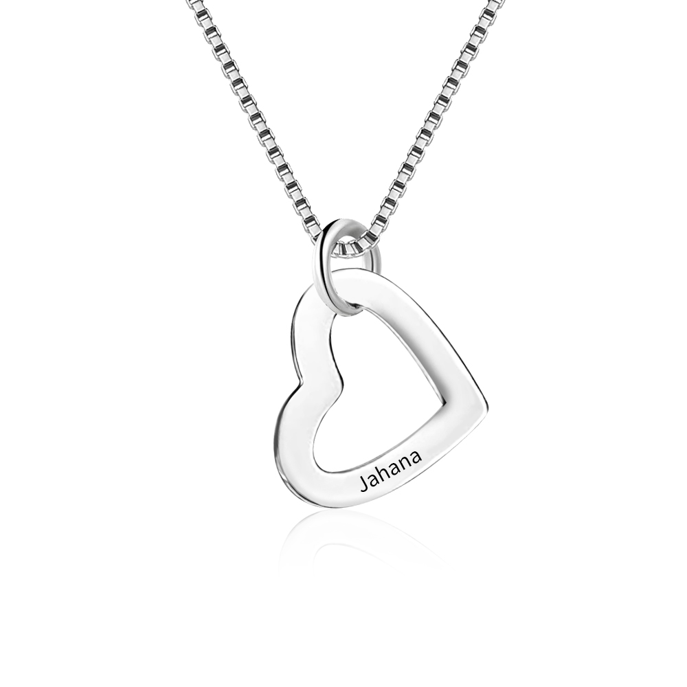 NL5-1-4 Personalized Love Heart Necklace S925 with 1-5 Names