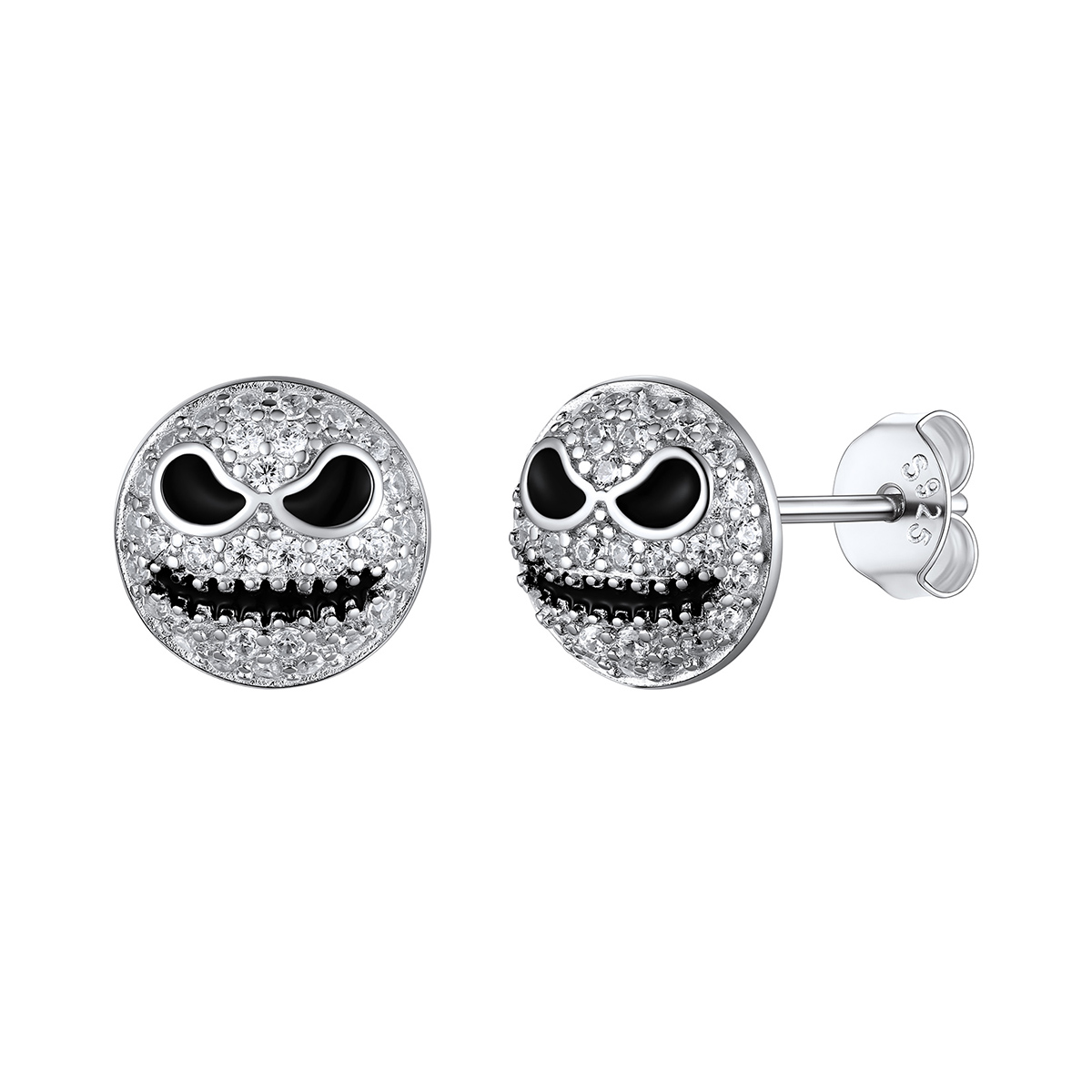 ChicSilver 925 Sterling Silver Halloween Stud Earrings Crystal Jack Earrings