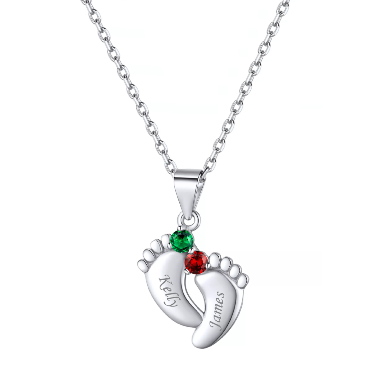 Sterling Silver Baby Feet Name Necklace 