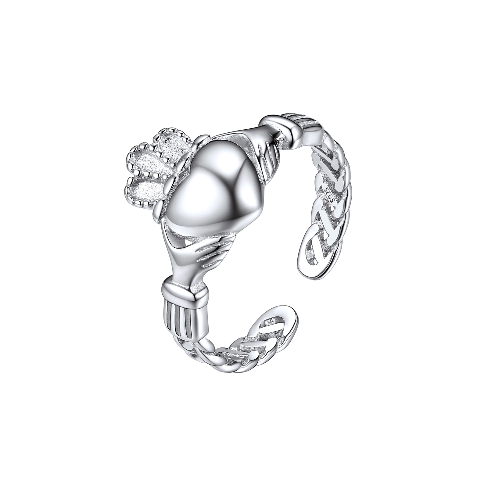 ChicSilver Sterling Silver Irish Claddagh Ring Celtic Knot Promise Ring For Women