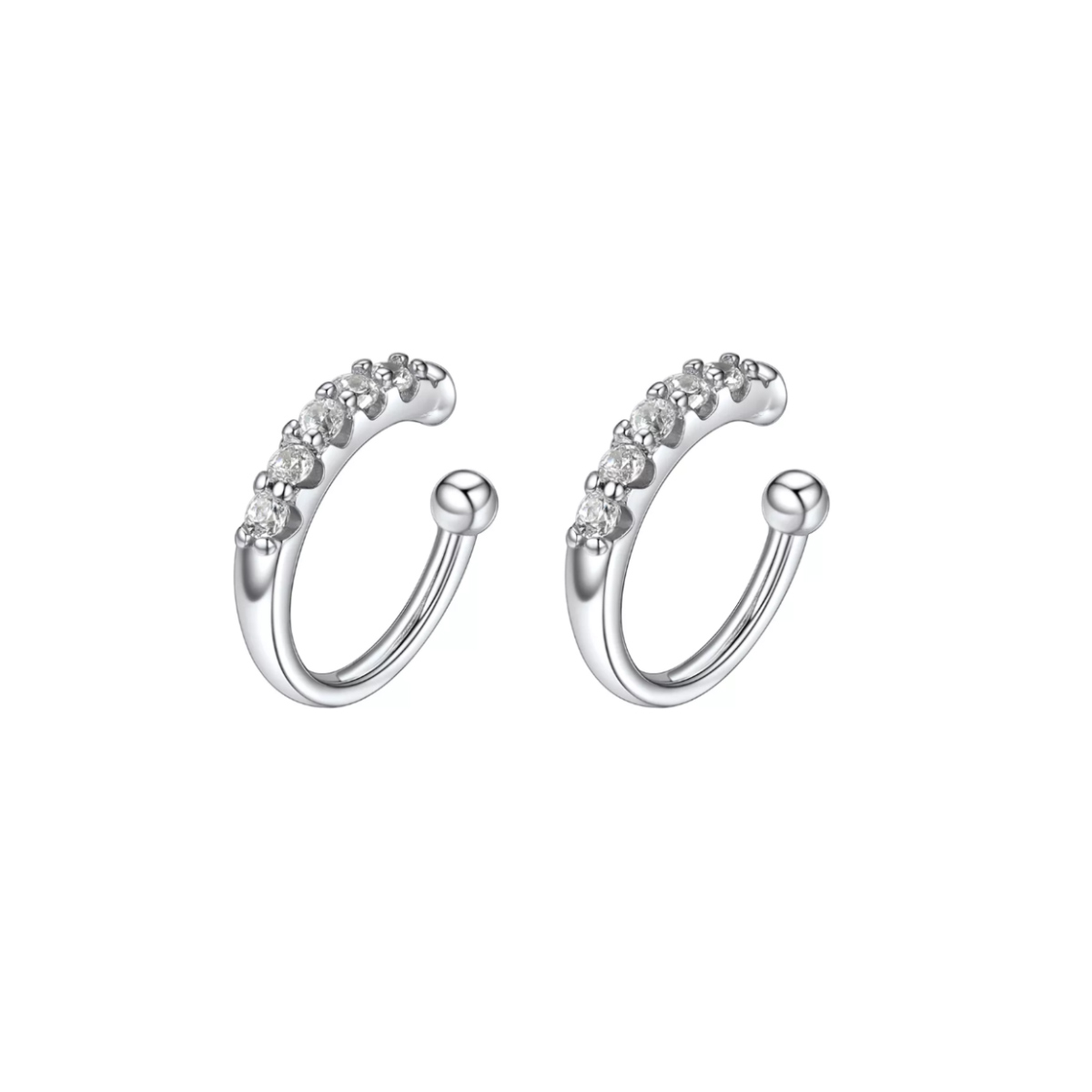 ChicSilver Sterling Silver CZ Ear Cuff Earrings for Women