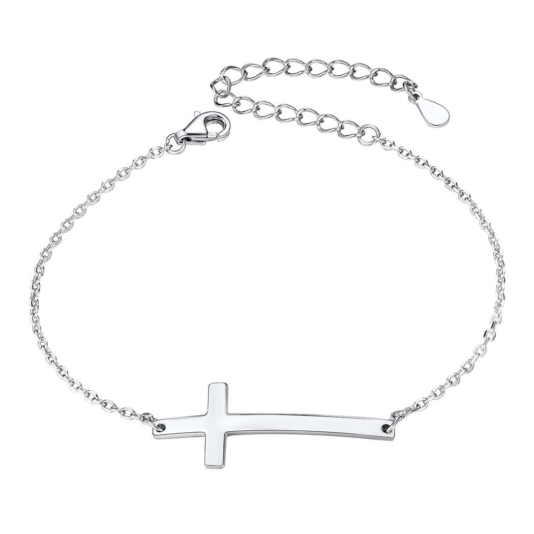 Sterling Silver Cross Bracelet For Women