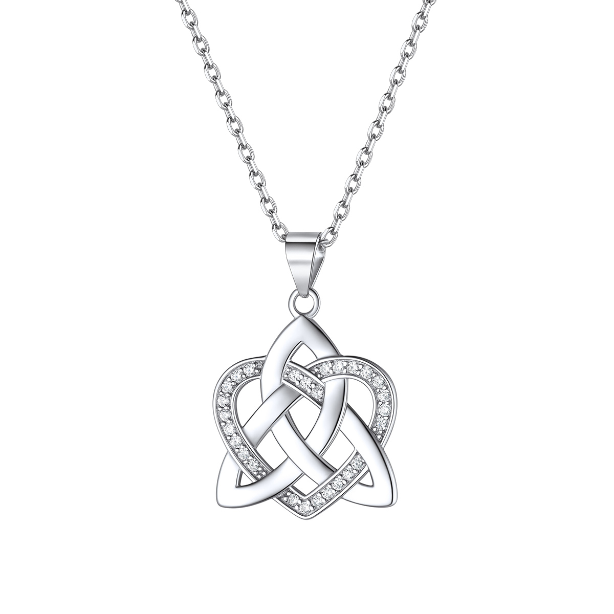 Sterling Silver Heart Celtic Knot Necklace For Women Girls