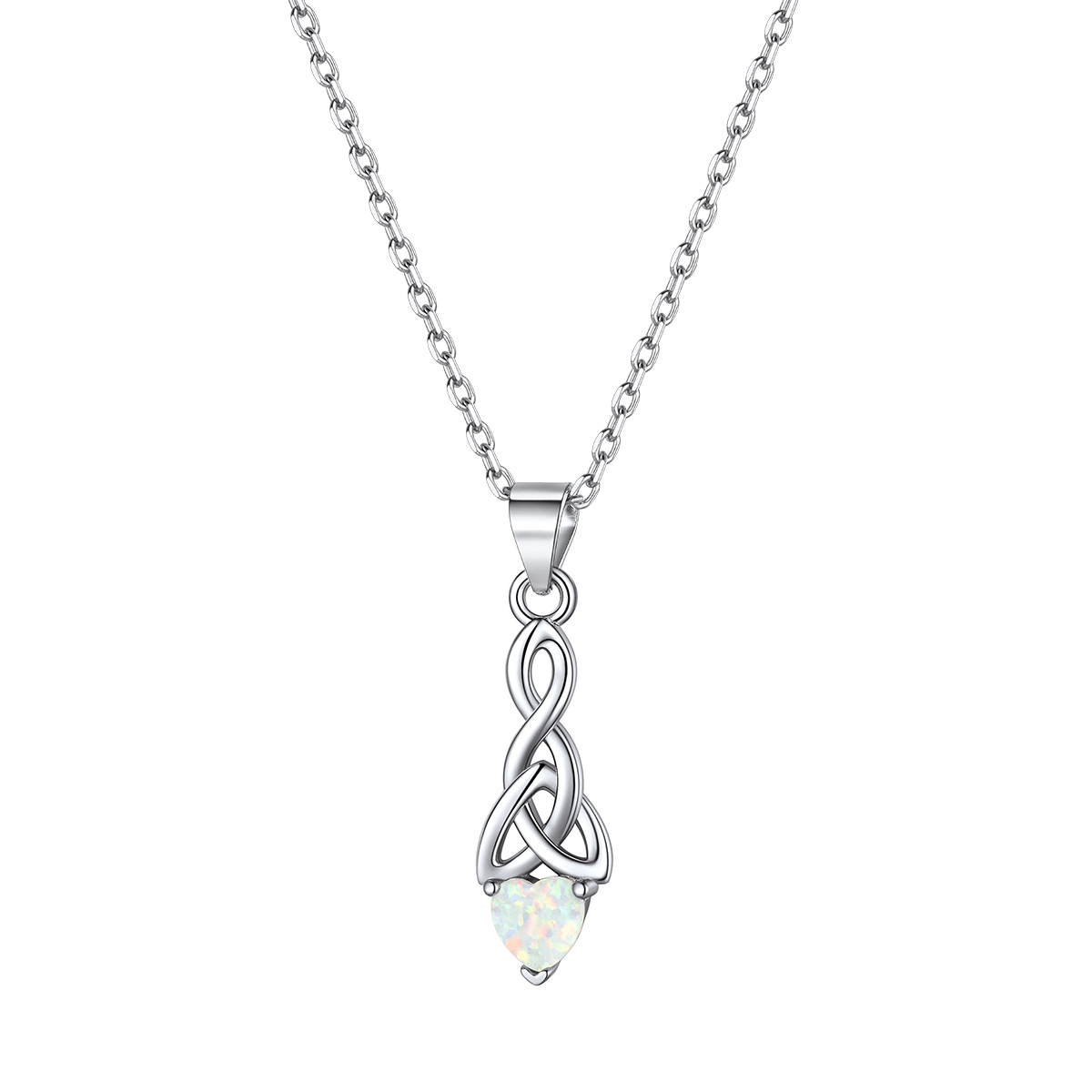 925 Sterling Silver Celtic Knot Necklace Opal Neckalce For Women Girls