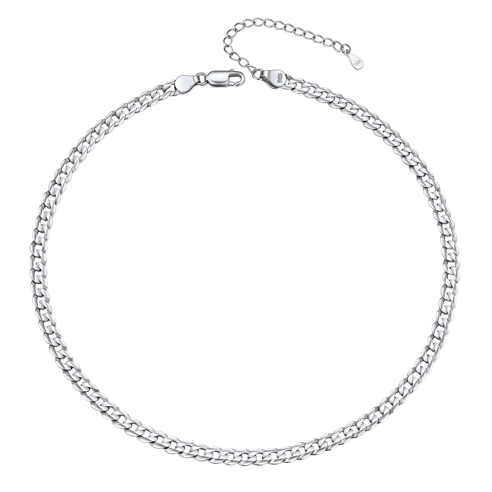 925 Sterling Silver Cuban Link Chain Necklace For Women Men