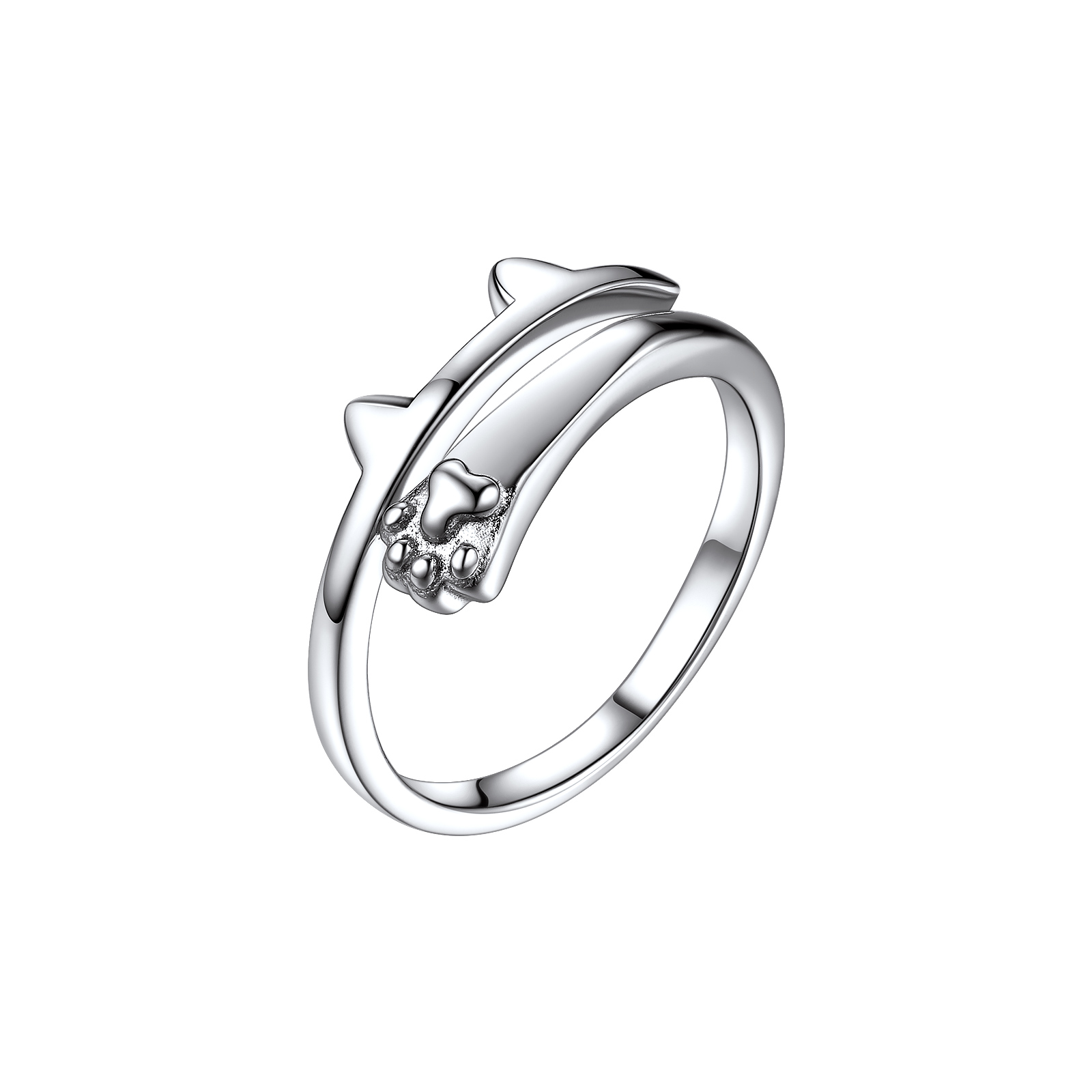 ChicSilver Silver Cat Paw Minimalist Ring For Women