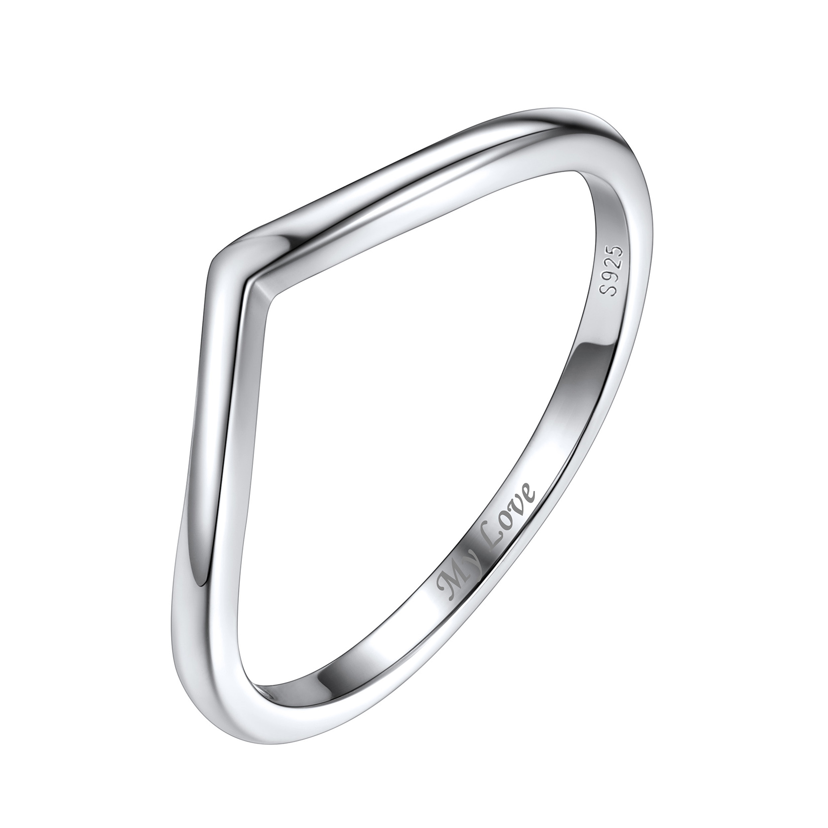 Contemporary Wishbone Sterling Silver Ring 1mm 
