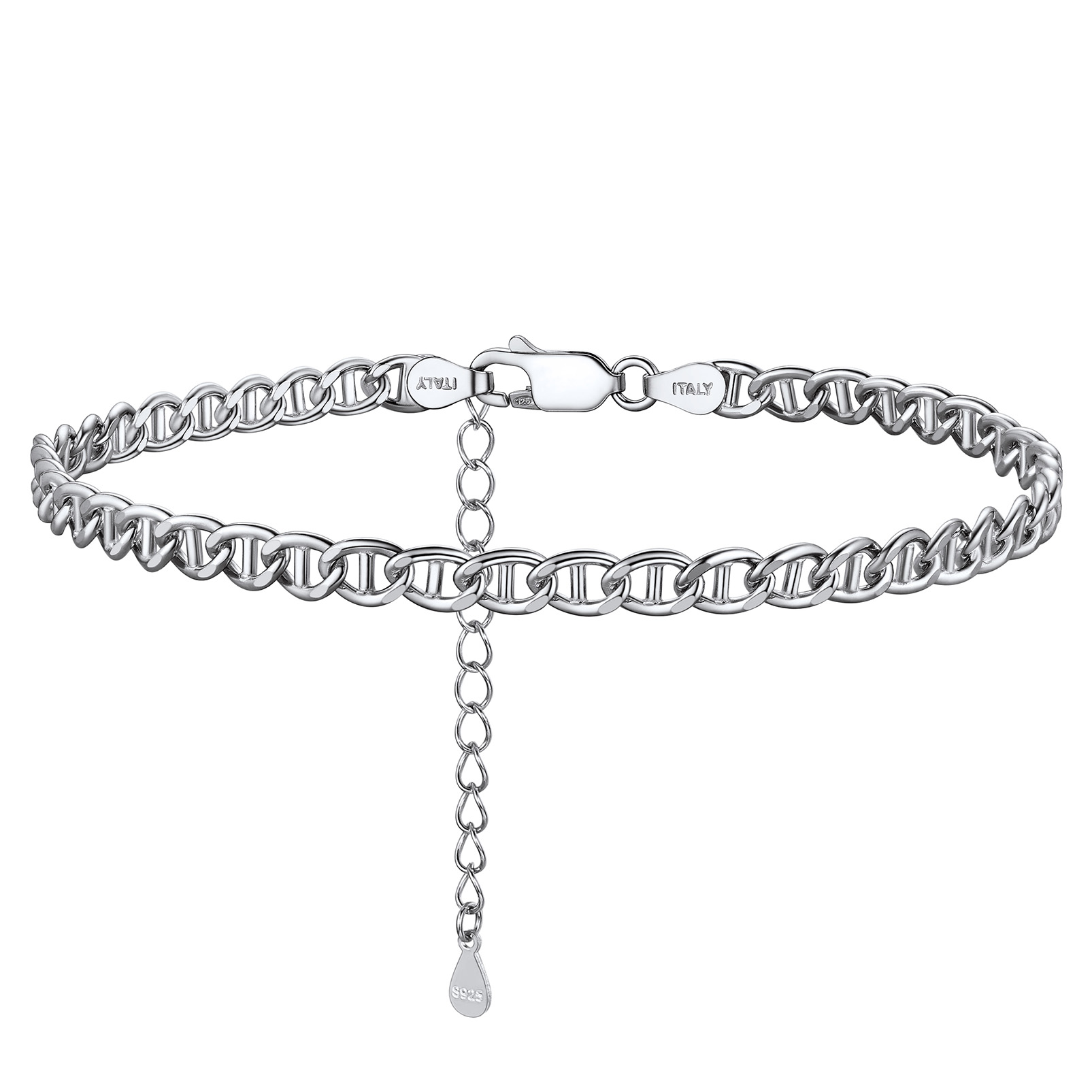 Sterling Silver Mariner Chain Anklets For Women