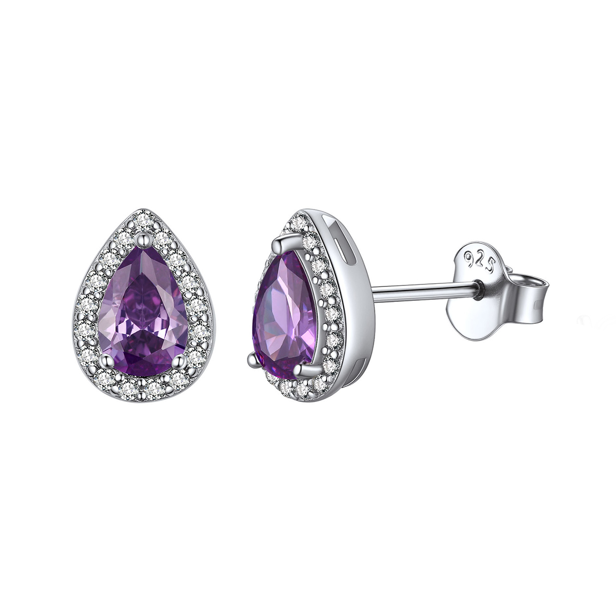 ChicSilver Sterling Silver Birthstone Halo Earrings Women Teardrop Stud Earrings