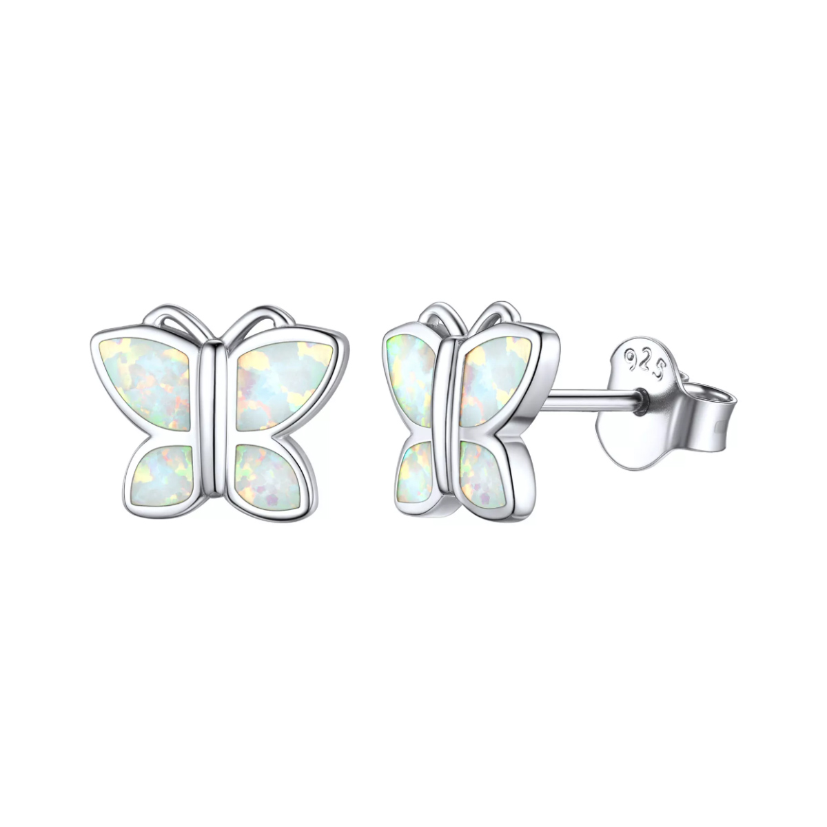 ChicSilver Sterling Silver Butterfly Opal Stud Earrings For Women Girls