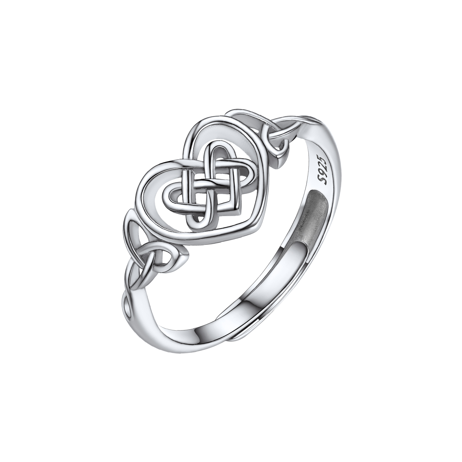 ChicSilver 925 Sterling Silver Celtic Knot Heart Ring