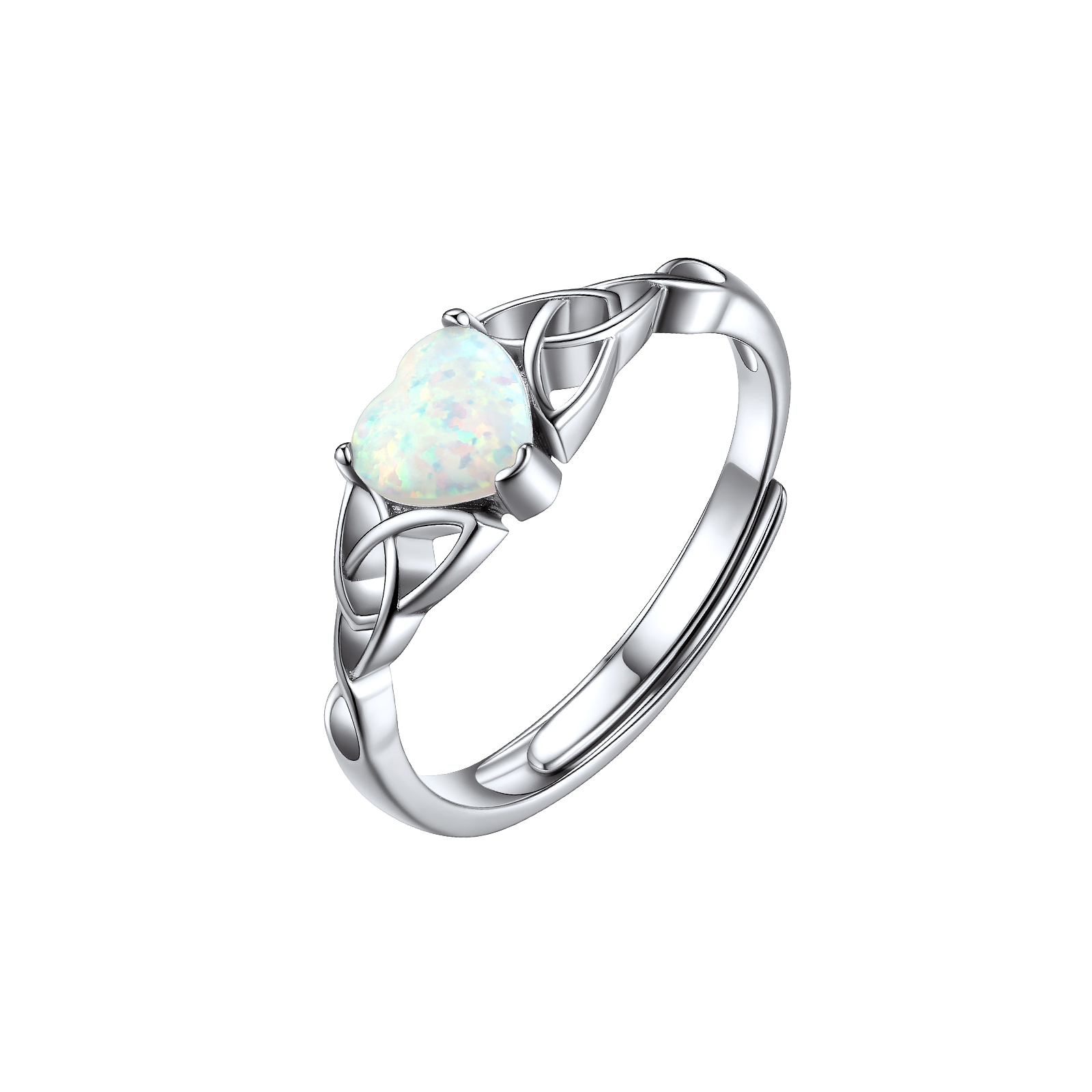 ChicSilver Sterling Silver Celtic Knot Heart Opal Ring