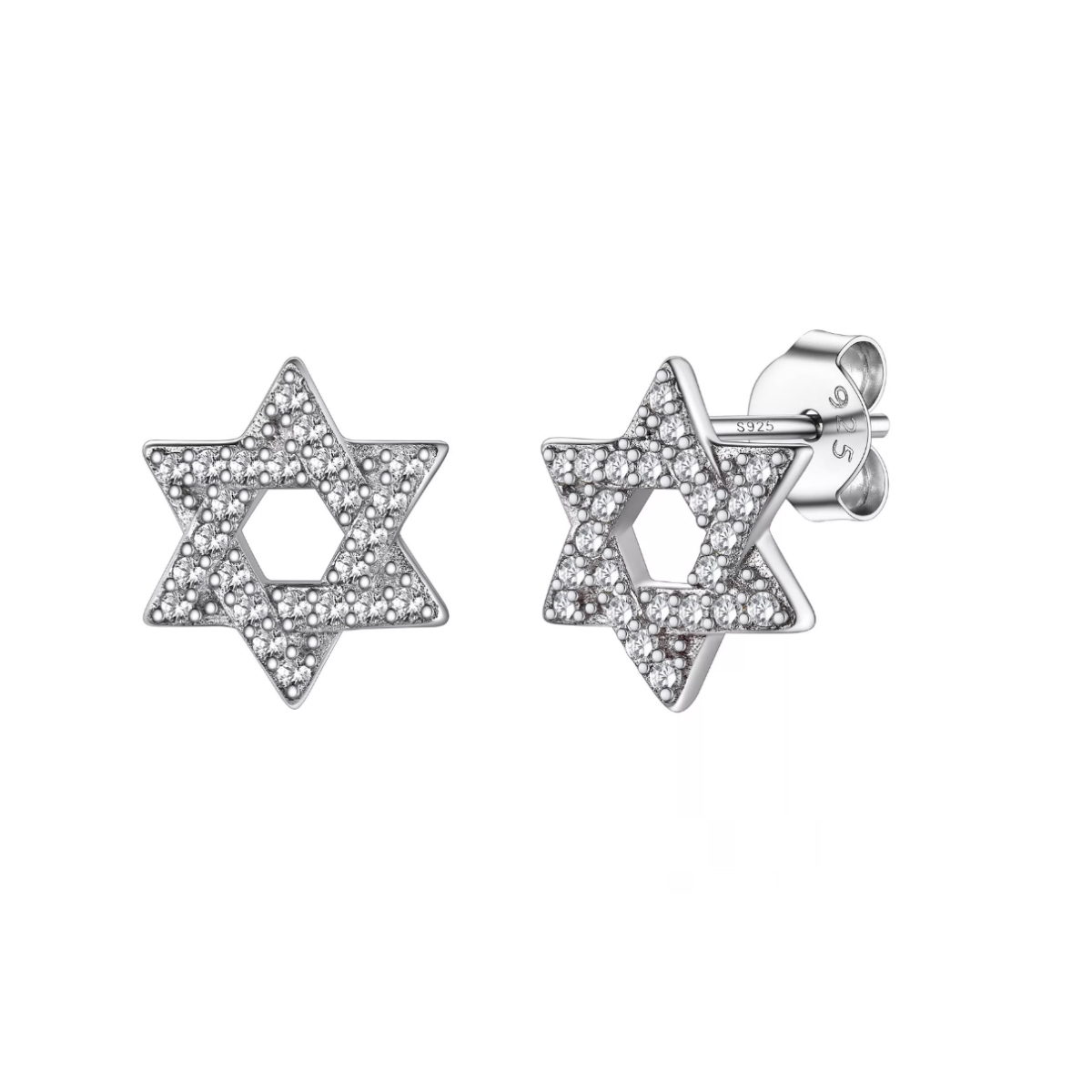 ChicSilver 925 Sterling Silver Dainty Small Star of David Stud Earrings