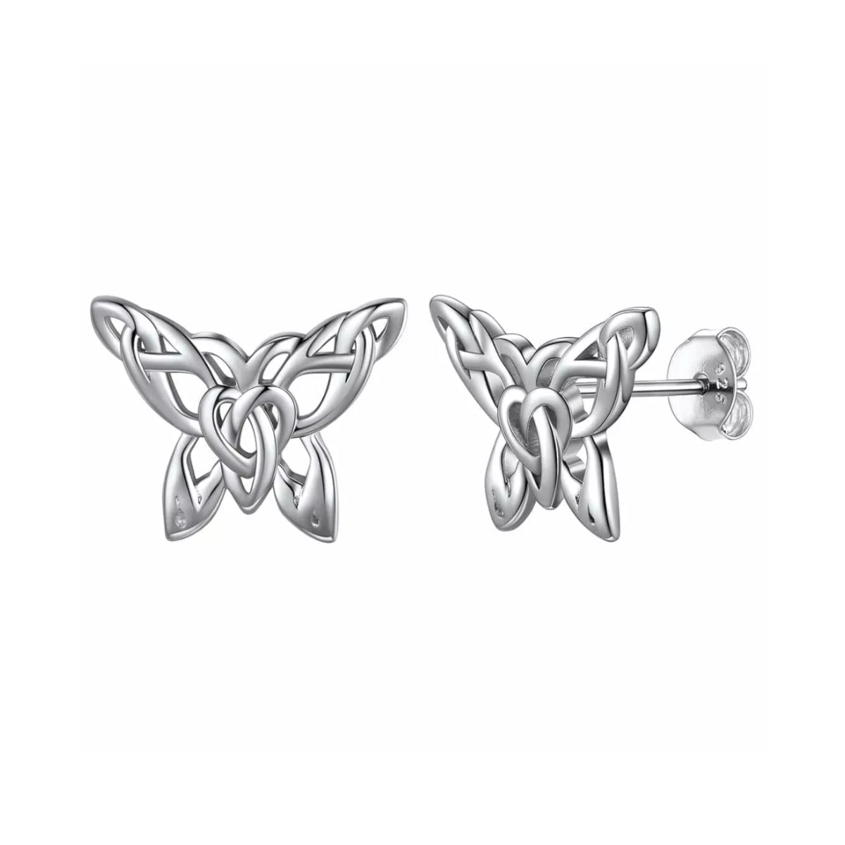 ChicSilver Silver Celtic Knot Butterfly Stud Earrings For Women