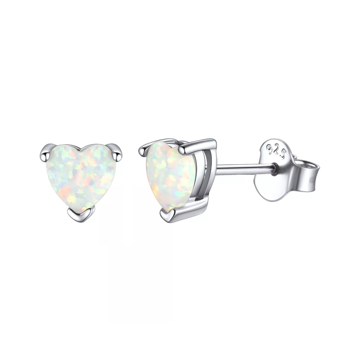 ChicSilver Sterling Silver Heart Opal Stud Earrings For Women Girl