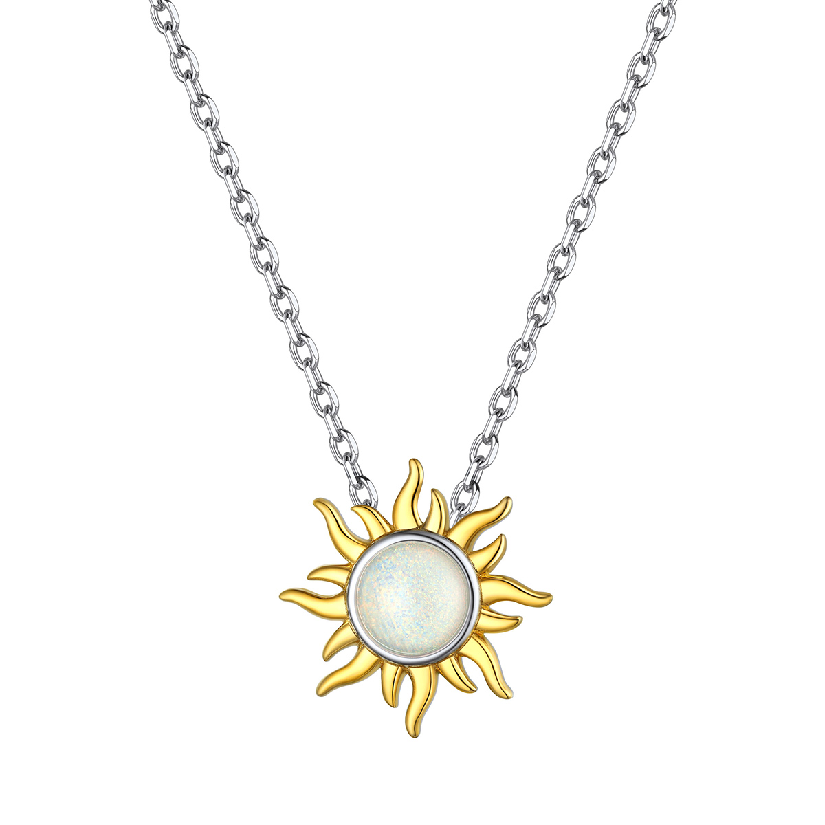 ChicSilver 925 Sterling Silver Opal Necklace Sun Necklace For Women