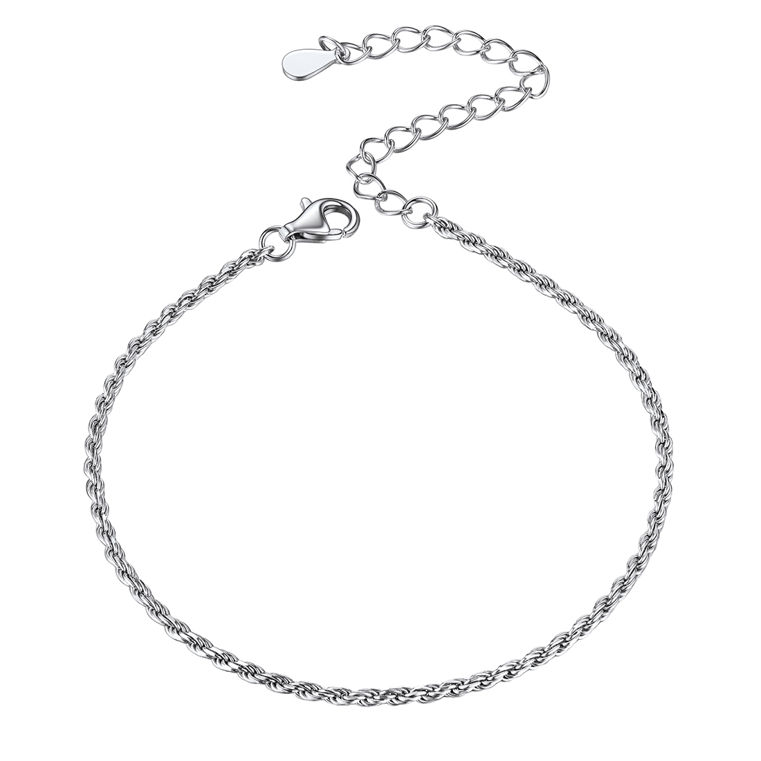 Sterling Silver Rope Chain Bracelet For Women