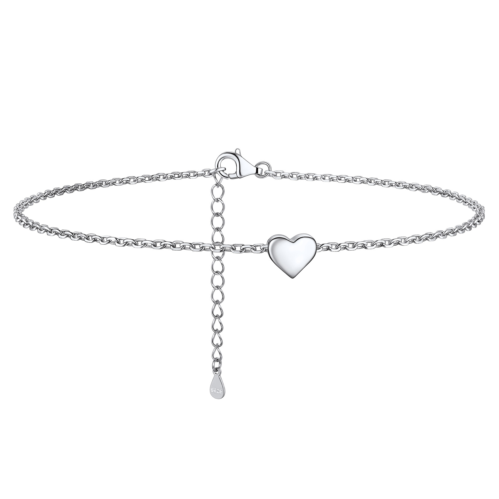 Sterling Silver Heart Anklets For Women