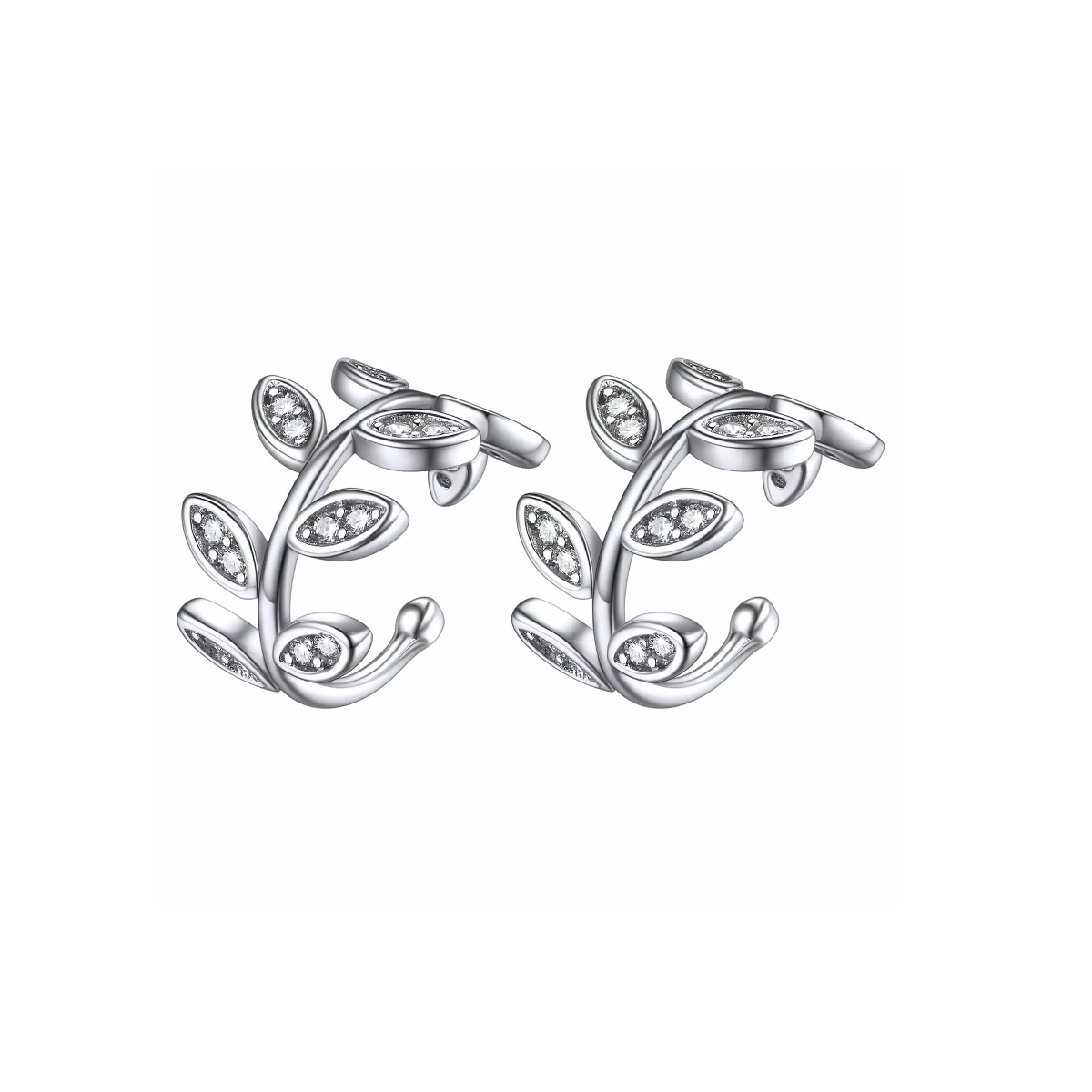ChicSilver 925 Sterling Silver CZ Leaf Ear Cuff Earrings For Women