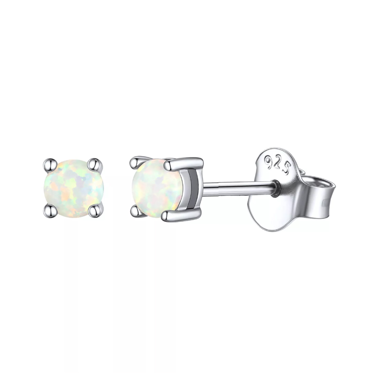 ChicSilver Minimal Sterling Silver Opal Stud Earrings For Women