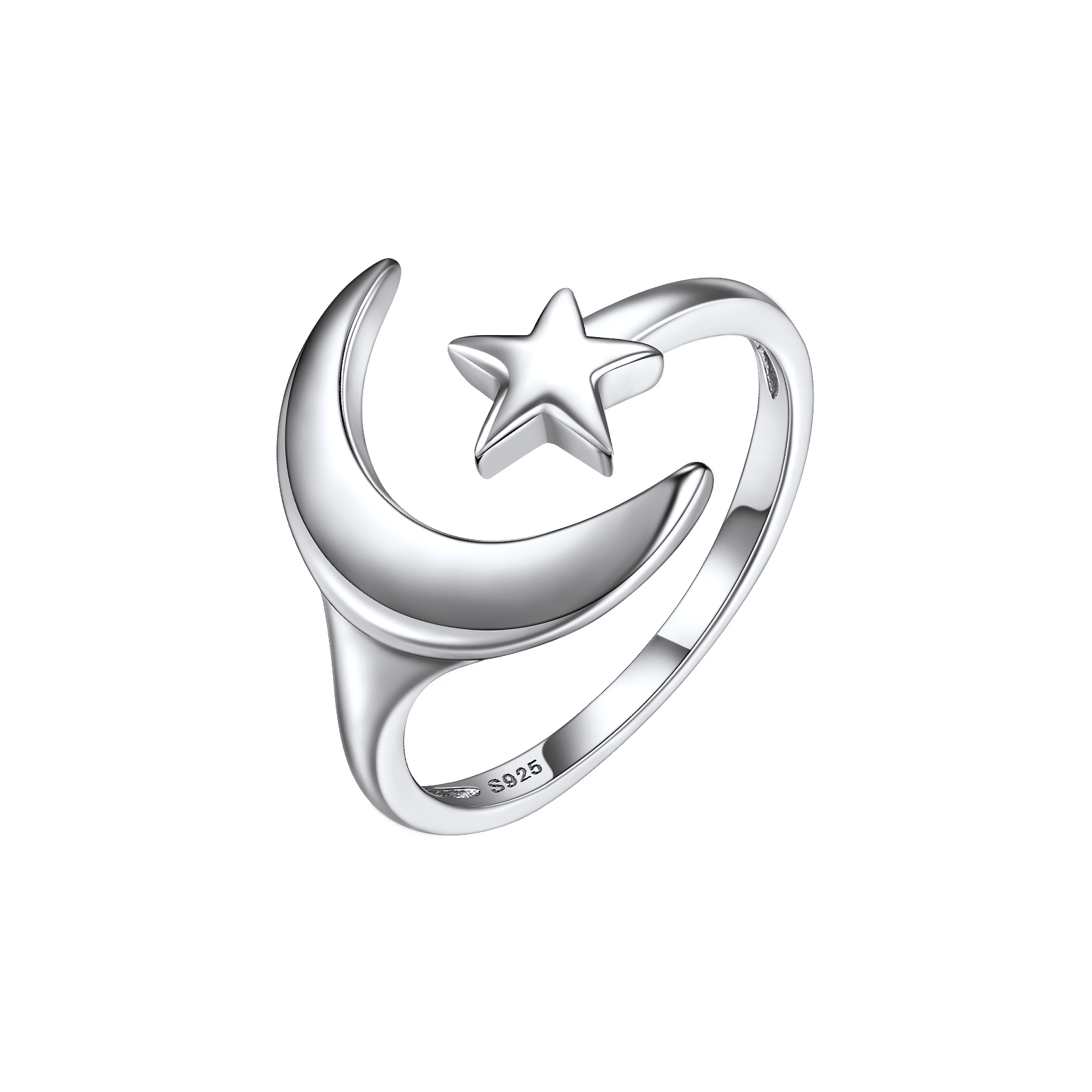 ChicSilver 925 Sterling Silver Moon Star Ring Engagement Ring