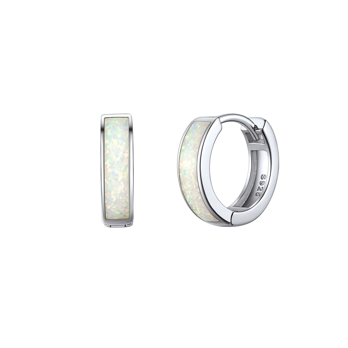 ChicSilver 925 Sterling Silve Opal Hoop Earrings For Women