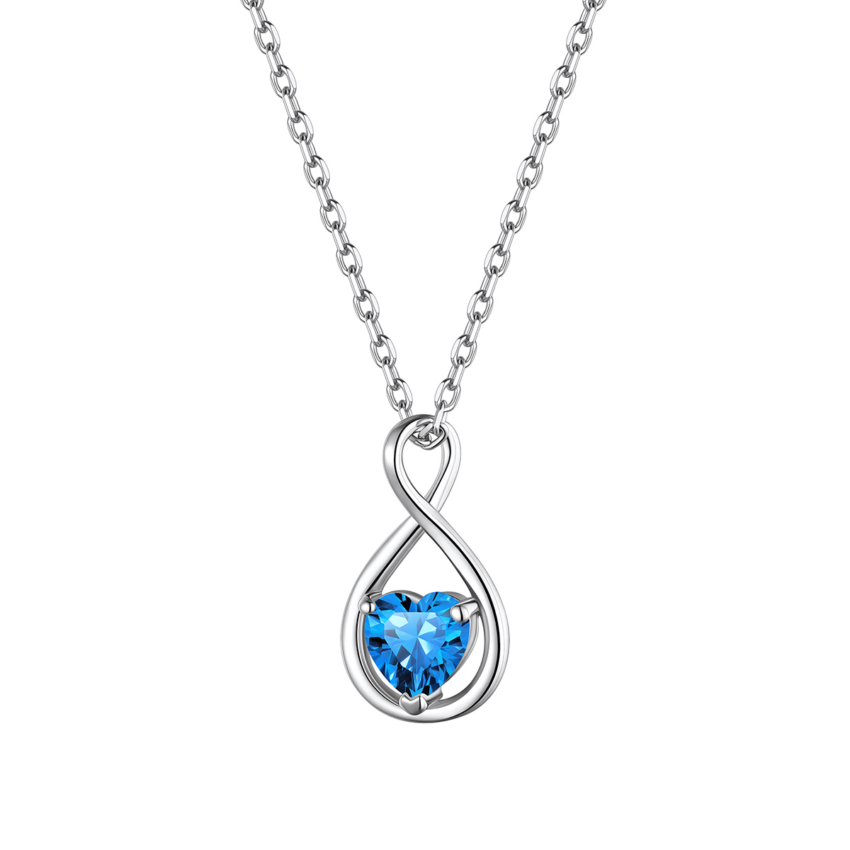 ChicSilver Heart Infinity Birthstone Necklace Sterling Silver