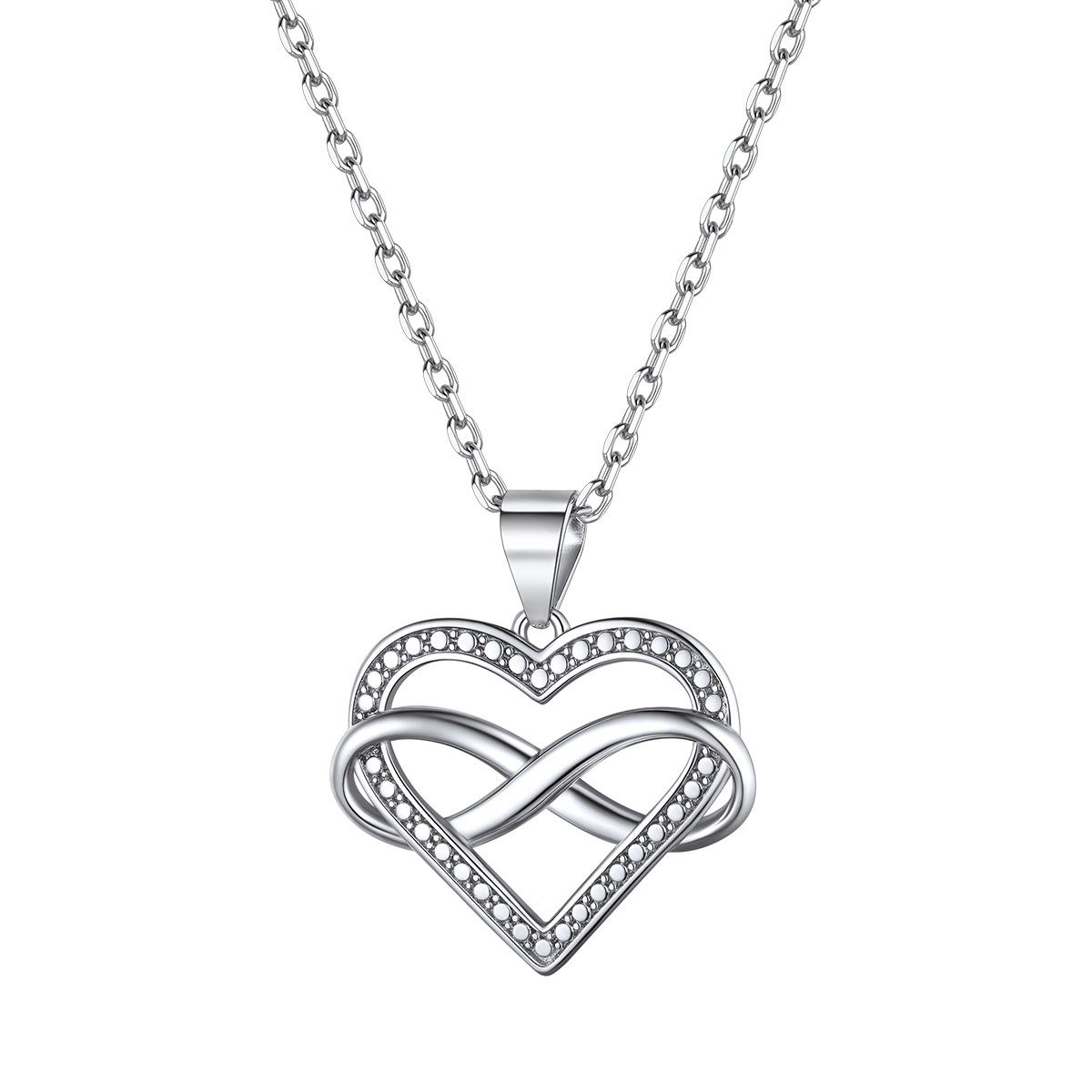 Sterling Silver Cubic Zirconia Infinity Heart Necklace for Women