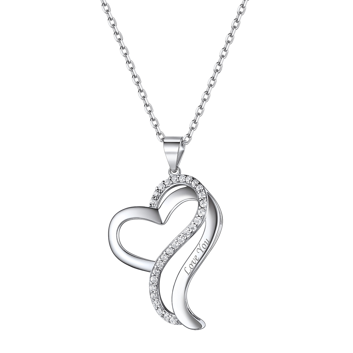 chic silver heart necklace