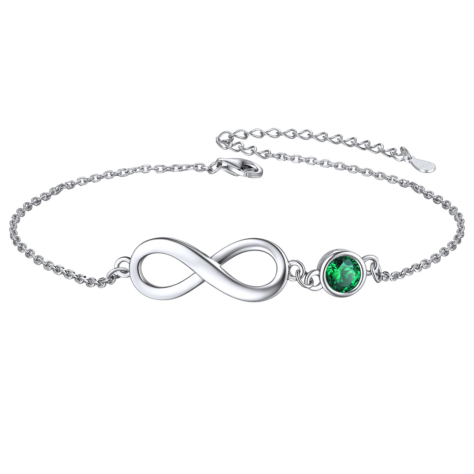 Sterling Silver Infinity Birthstone Anklets