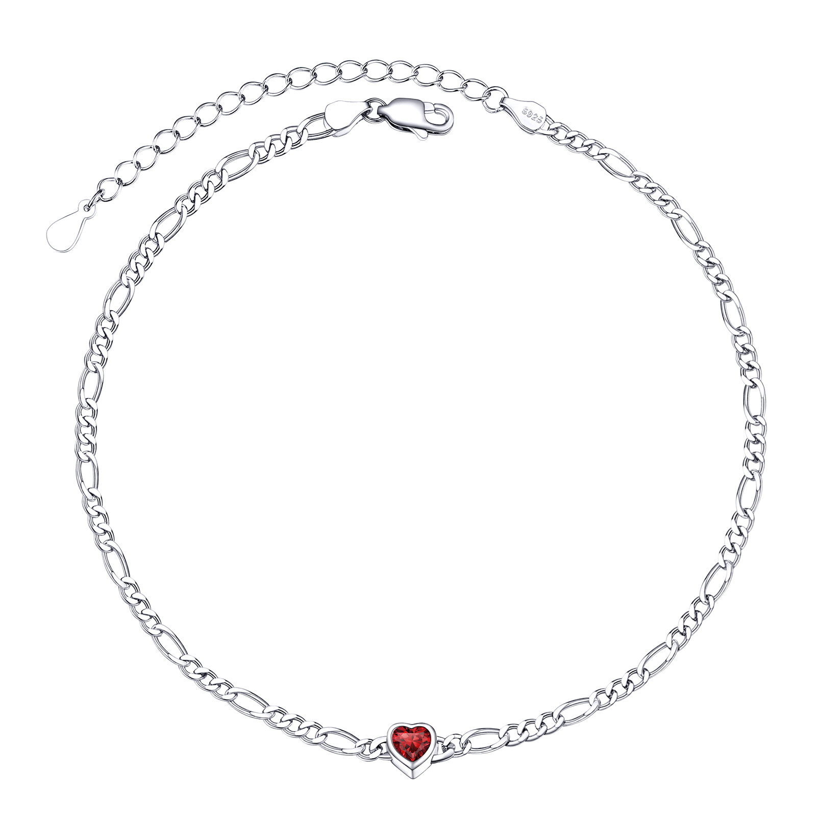 Sterling Silver Birthstone Chain Anklet For Women