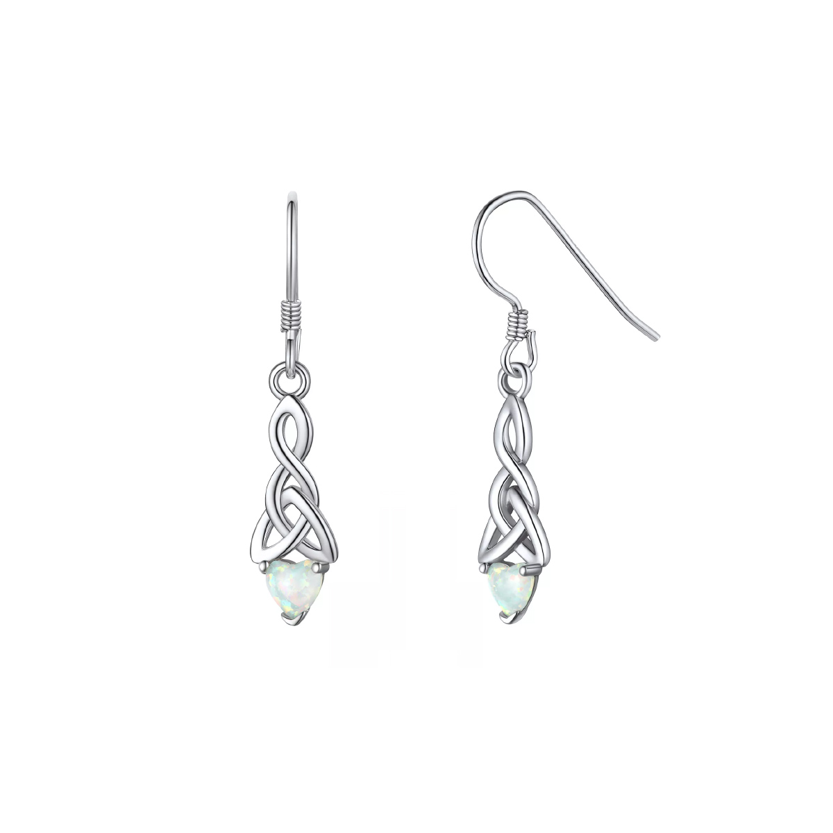 ChicSilver Sterling Silver Opal Celtic Knot Dangle Hook Earrings for Women