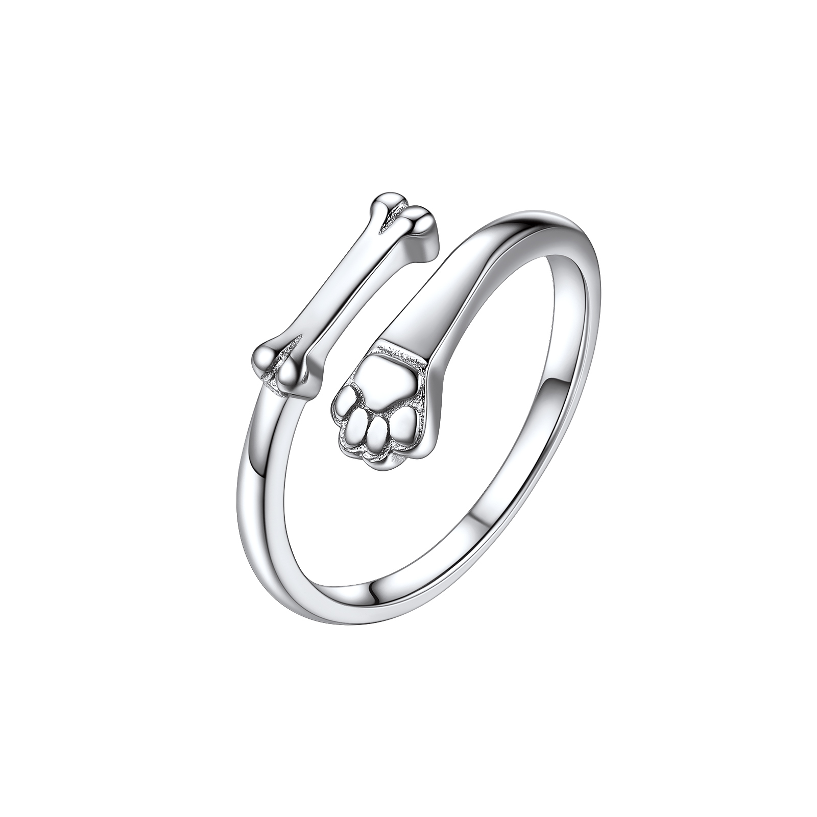 Minimalist Sterling Silver Ring Dog Paw Ring For Women