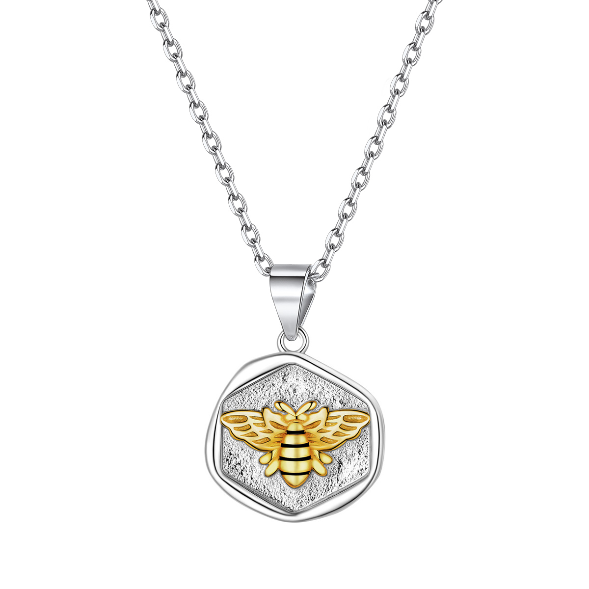 Silver Bee Coin Necklace For Women Girls