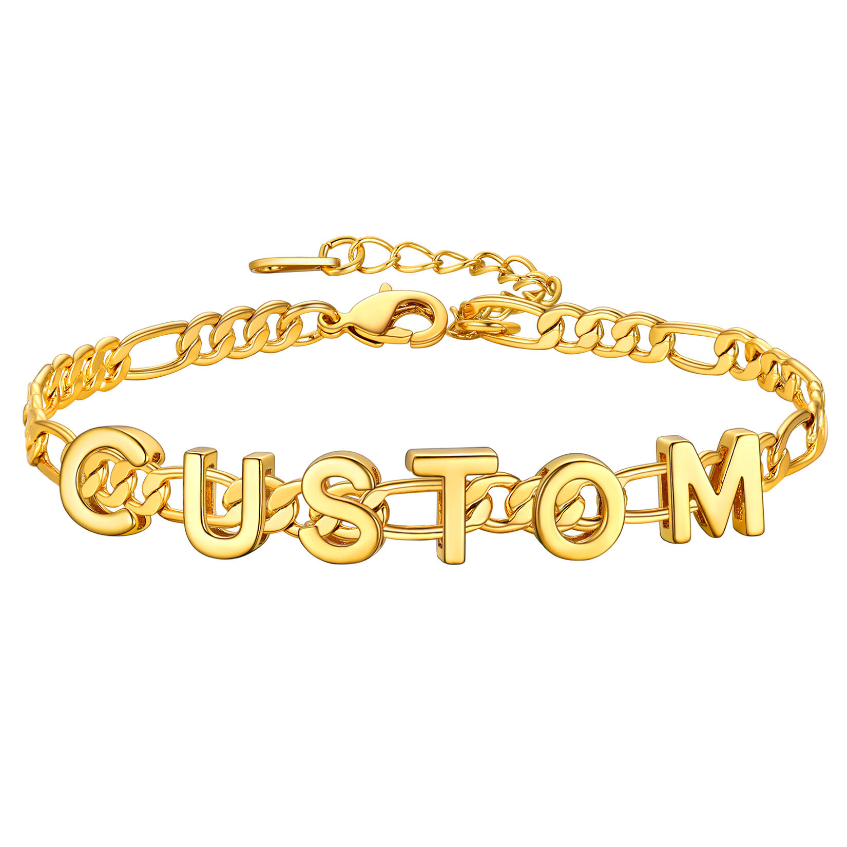 Custom Name Anklet For Women Figaro Chain