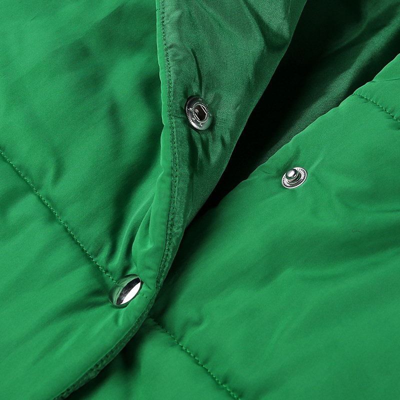 Women's Short Thick Coat Hooded Stand Collar Jacket Pocket Lantern Sleeve