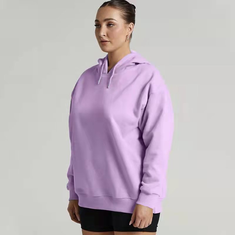 Women's Drawstring Hoodie Letter Printed Sweatshirt Drop Shoulder Sleeve Thick