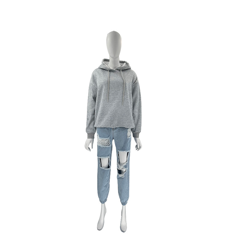 Women's Drawstring Hoodie Letter Printed Sweatshirt Drop Shoulder Sleeve Thick