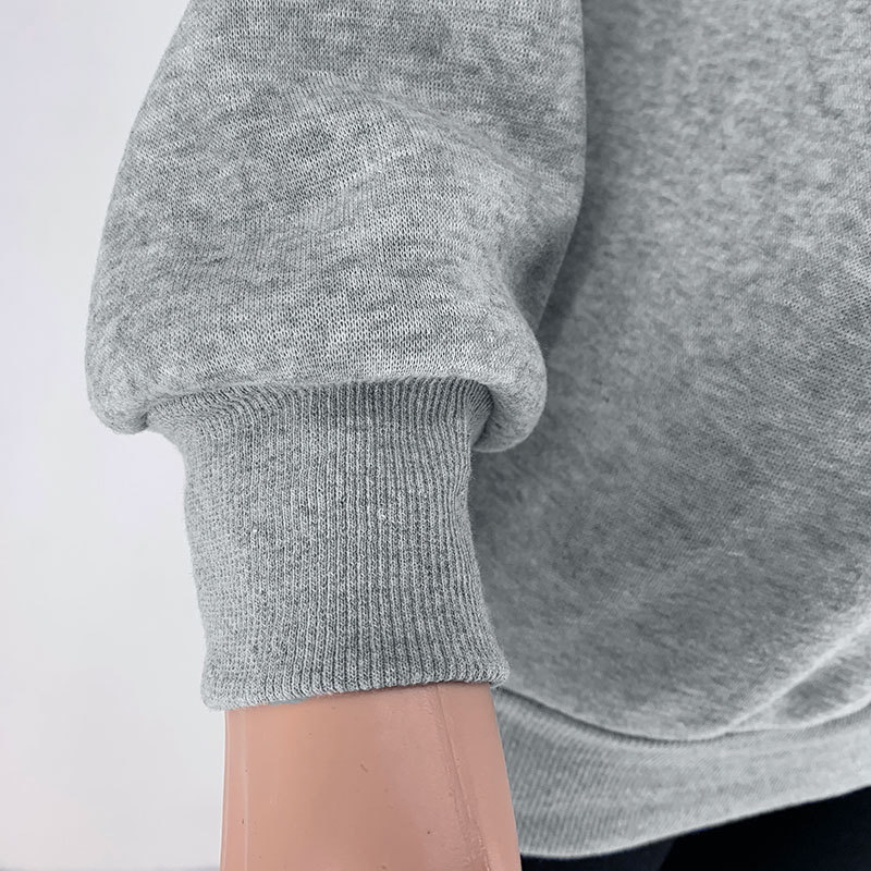 Women's Drawstring Hoodie Letter Printed Sweatshirt Drop Shoulder Sleeve Thick