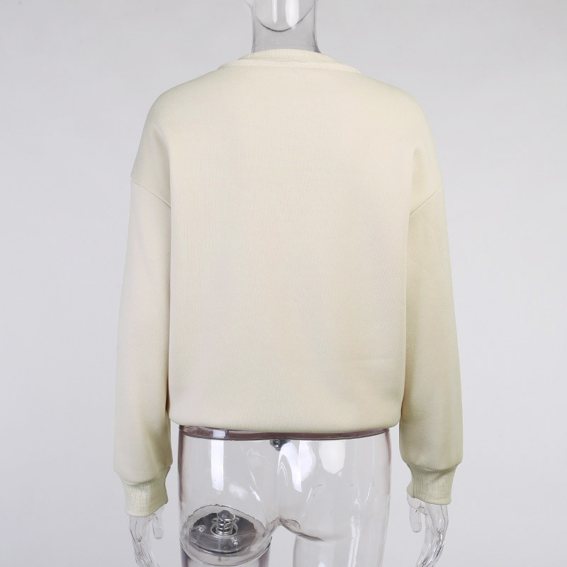 Women's Printed Pullover Sweater Oil Painting Girl Loose Casual Black Apricot