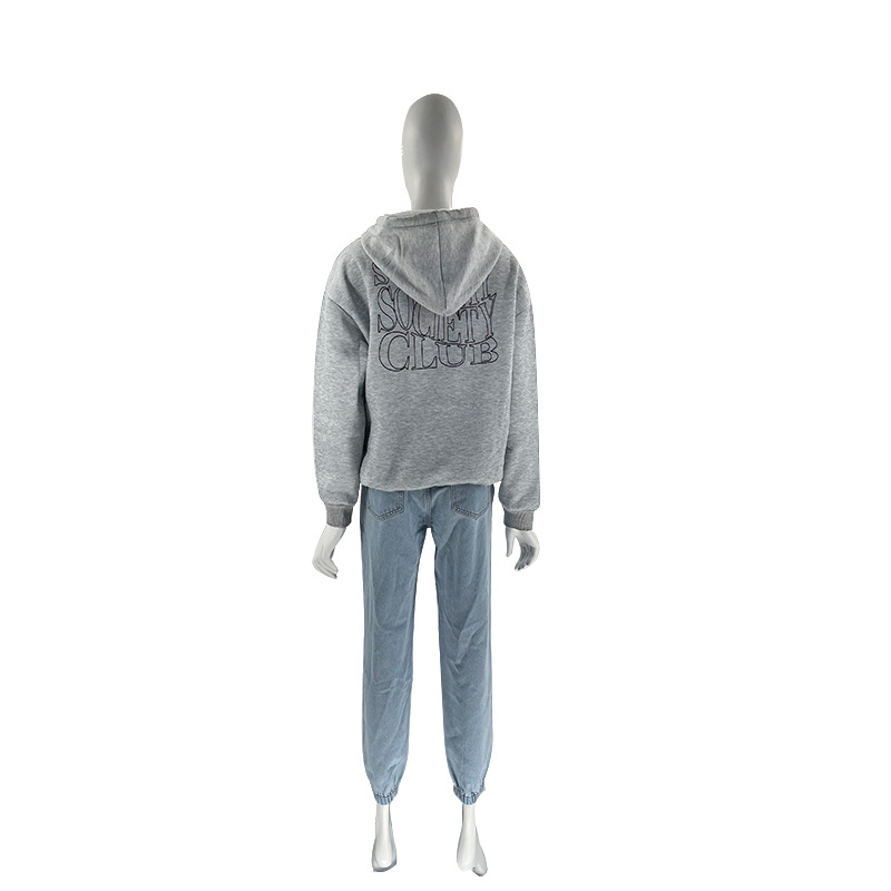 Women's Drawstring Hoodie Letter Printed Sweatshirt Drop Shoulder Sleeve Thick