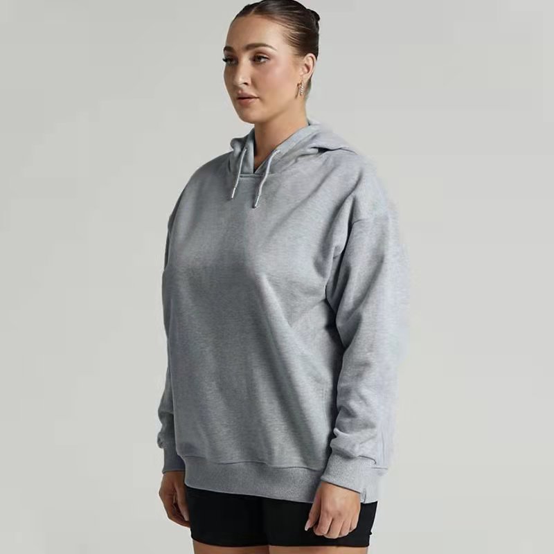 Women's Drawstring Hoodie Letter Printed Sweatshirt Drop Shoulder Sleeve Thick