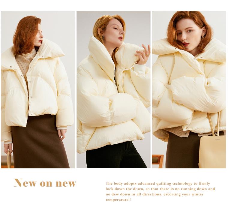 OZ 90% White Duck Down Jacket Women Winter Loose Bread Jacket Short Coat