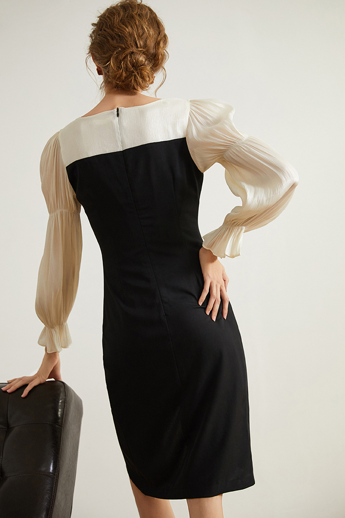 French celebrity little black dress female autumn retro outdoor wear long-sleeved dress