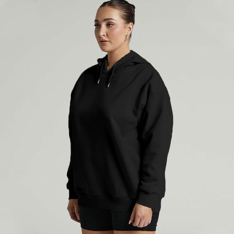 Women's Drawstring Hoodie Letter Printed Sweatshirt Drop Shoulder Sleeve Thick