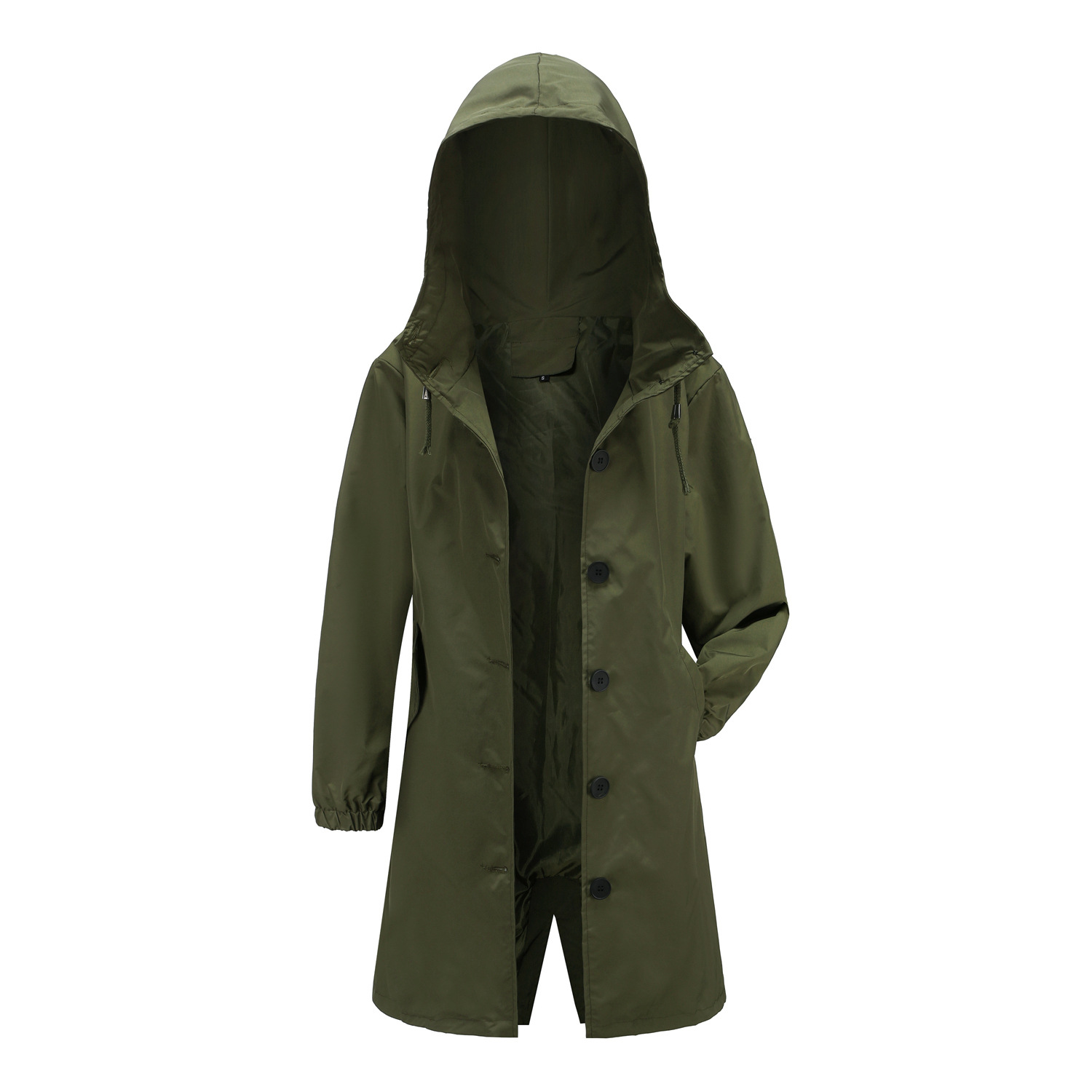 Women's Windproof Waterproof Hooded Jacket Outdoor Mid-length Side Pocket Coat