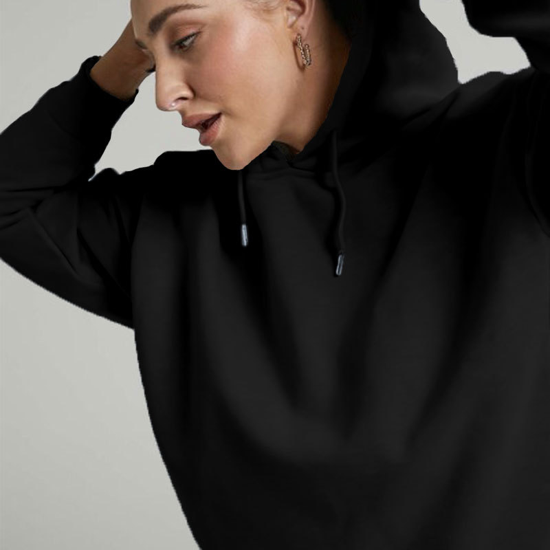 Women's Drawstring Hoodie Letter Printed Sweatshirt Drop Shoulder Sleeve Thick