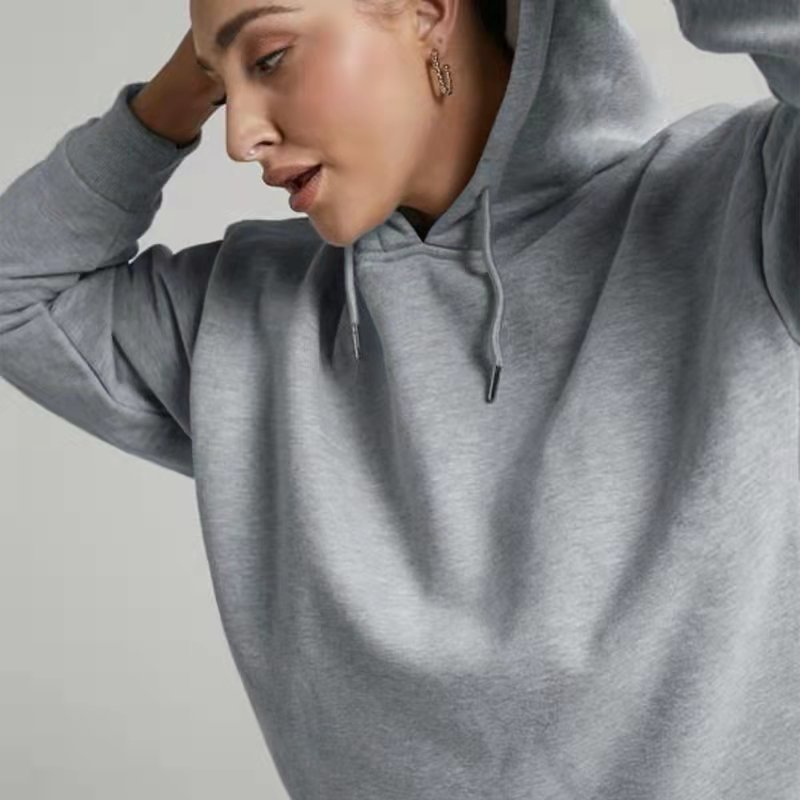 Women's Drawstring Hoodie Letter Printed Sweatshirt Drop Shoulder Sleeve Thick